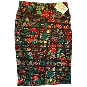 0380 LulaRoe Skirt Women Size S Brown Green Leaves Cassie NWT